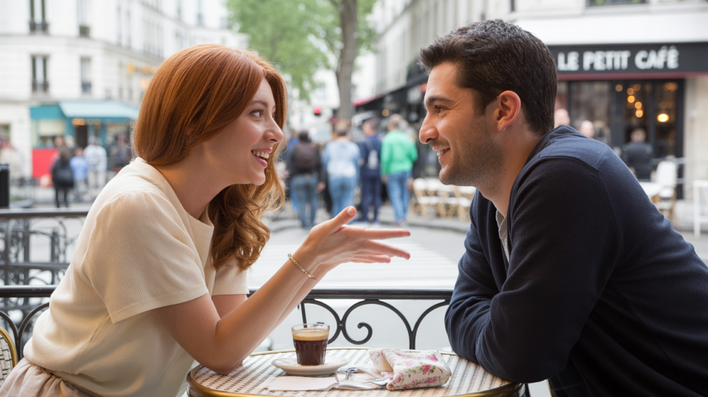 Body language and vocal tone showing emotion in conversation.