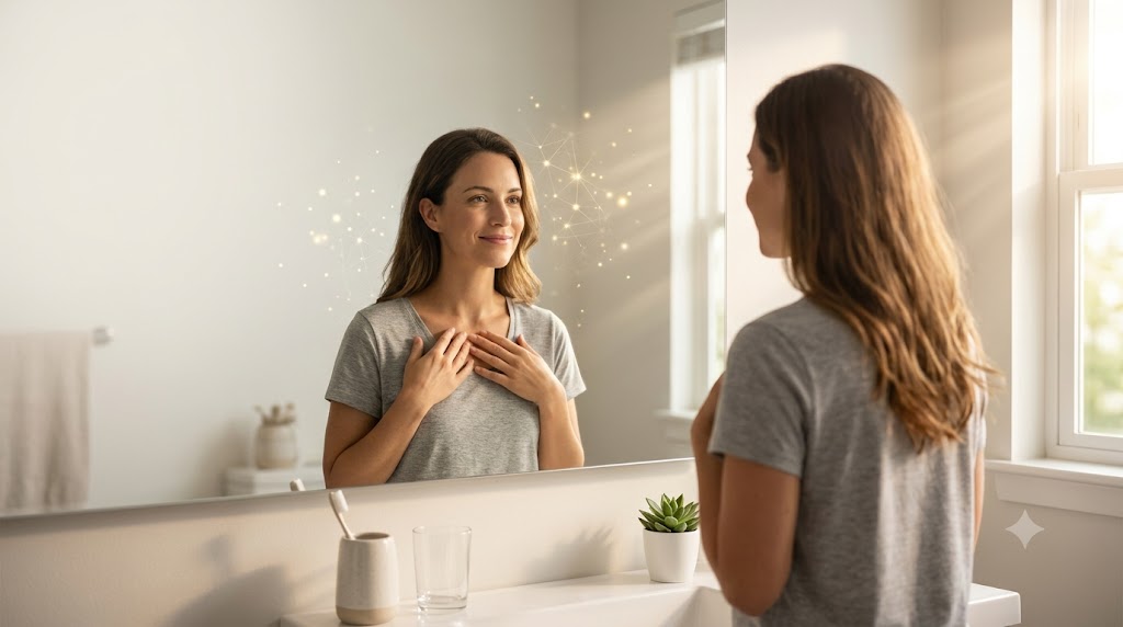 Comparison graphic showing affirmations vs askfirmations split scene